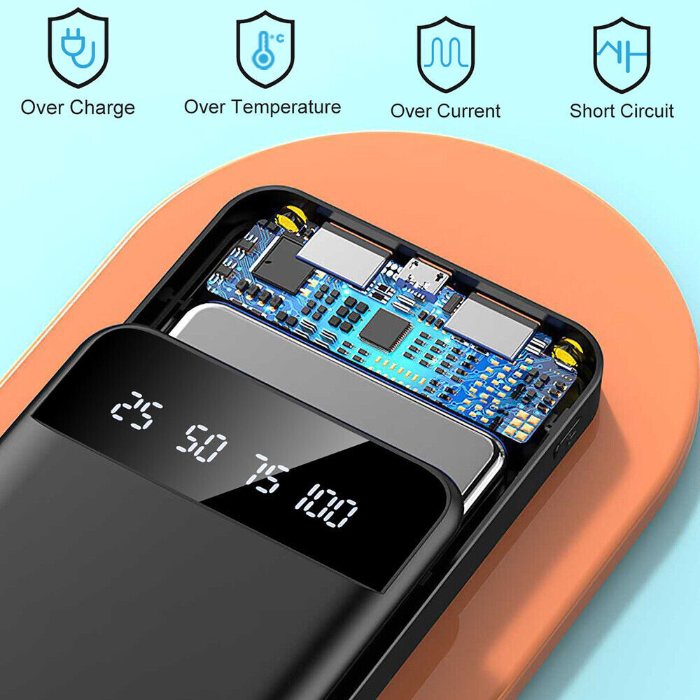 Power Bank Pack 10o00mAh Chargeur rapide 4 USB batterie externe pour téléphone mobile