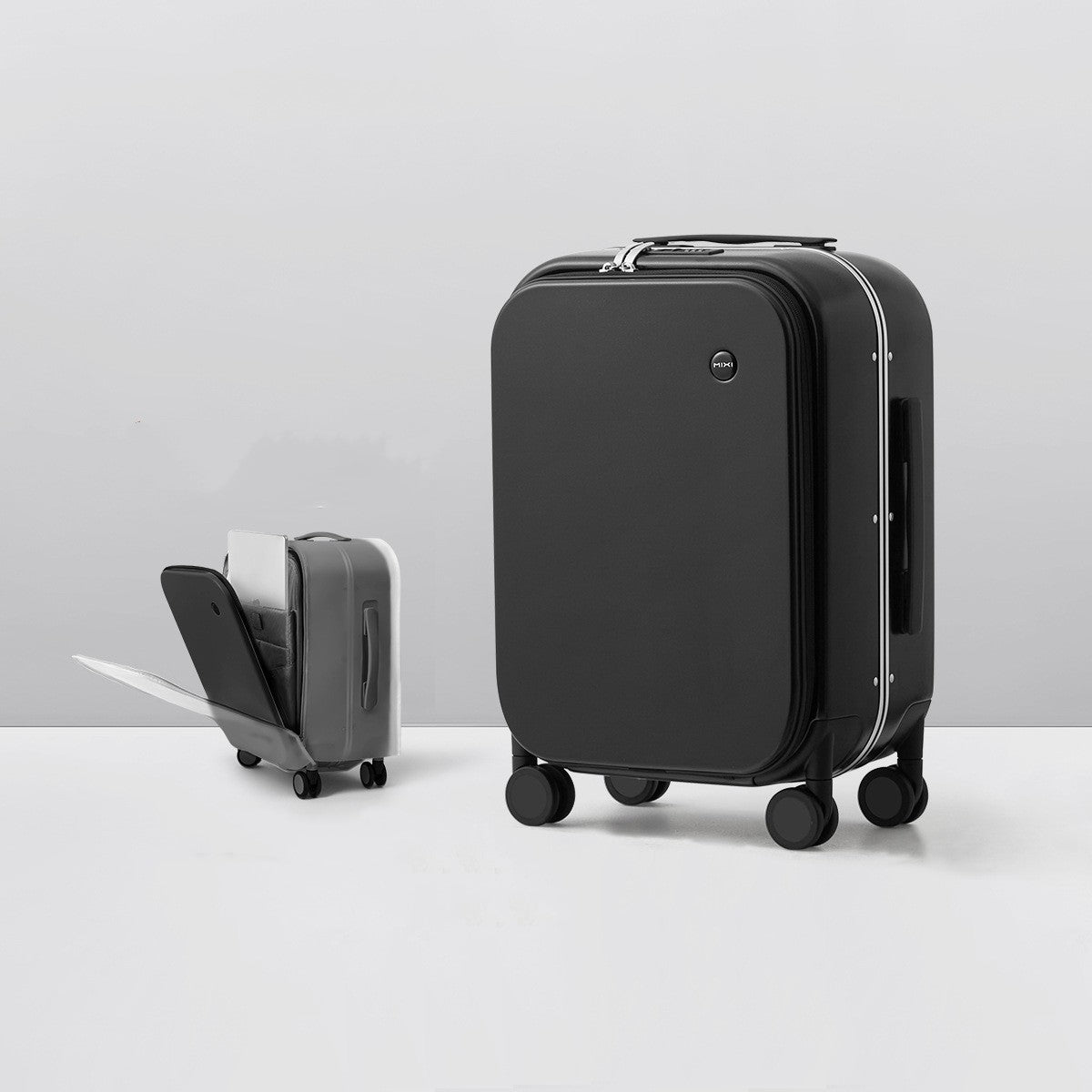 Ouverture avant de la planche 20 Valises en aluminium cadre