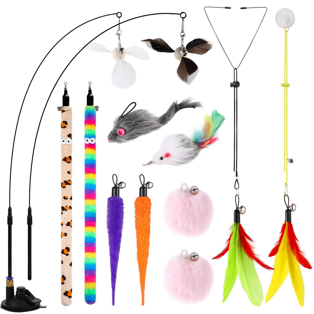 Jouets interactifs de baguette de chat 4in1 avec coupe à aspiration pour chat intérieur