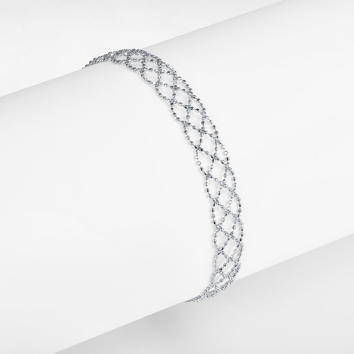 S925 Argent Sterling Bracelet en mailles creuses 2,2g Léger 18,5cm réglable 8,0mm Largeur 3