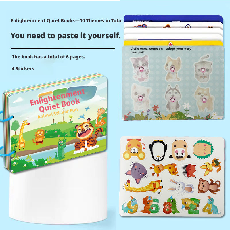 Puzzle fait main Stickers Livre silencieux-Animal-Papier-4 feuilles-1 livre