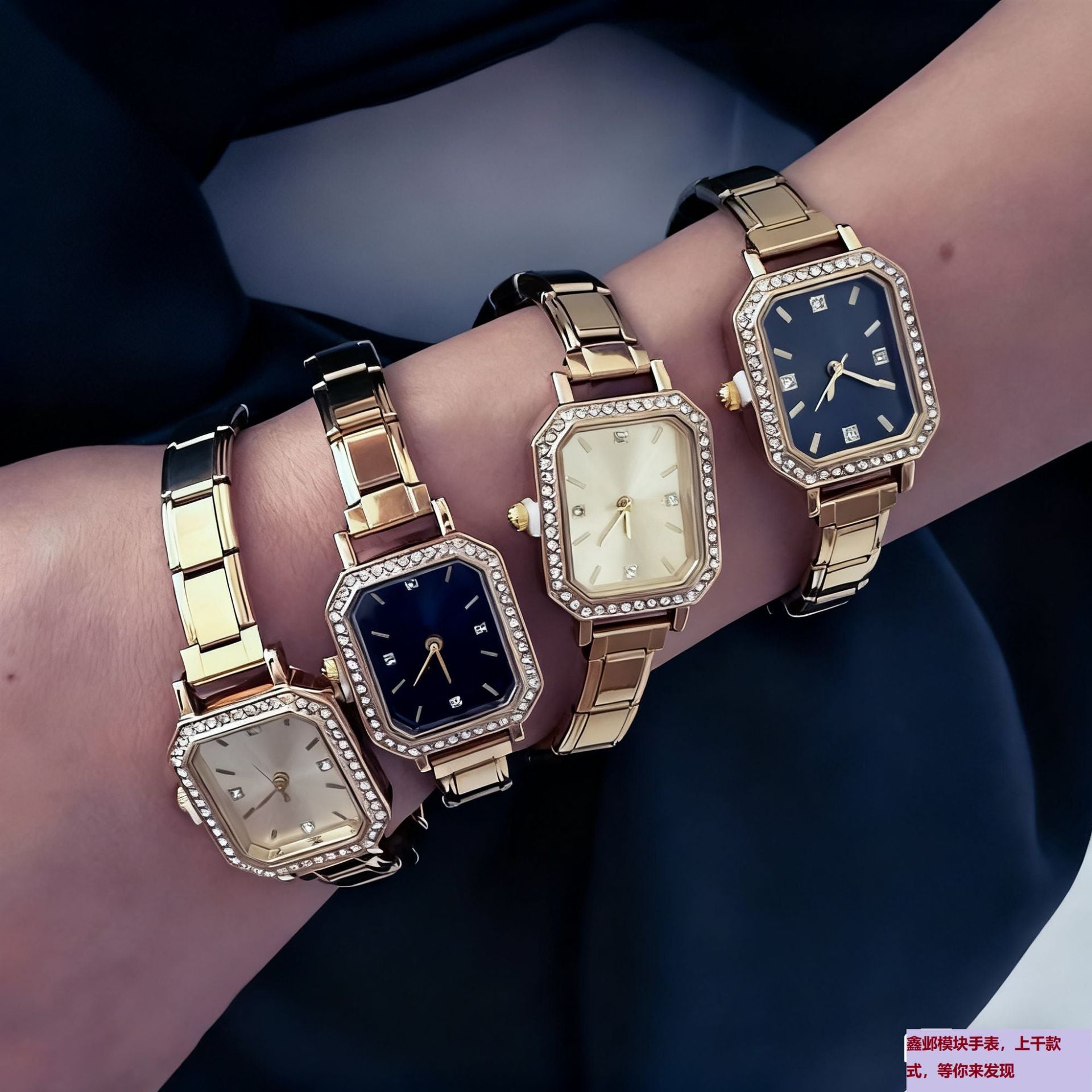 Montre carrée élégante pour les femmes avec un design chic embelli par le diamant