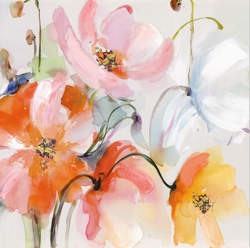 Couleur Aquarelle Florale Peinture sur toile