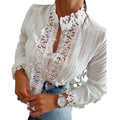 Chemise à manches longues en dentelle blanche
