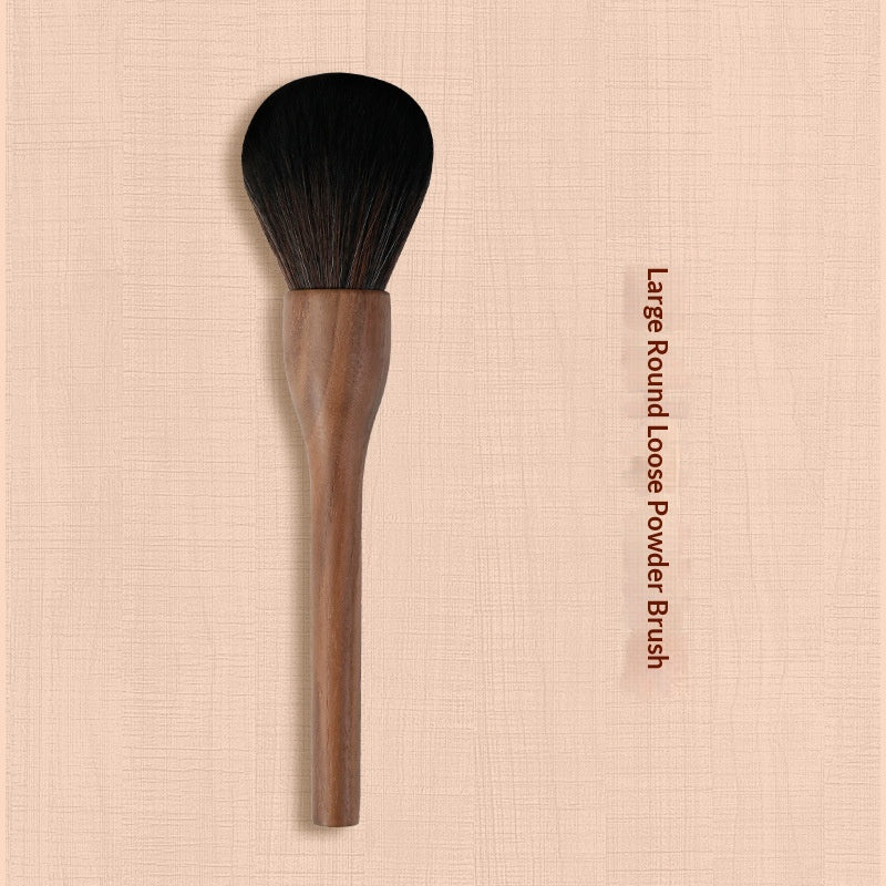 H Set Brosse Vintage Brosse de maquillage en noyer noir doux