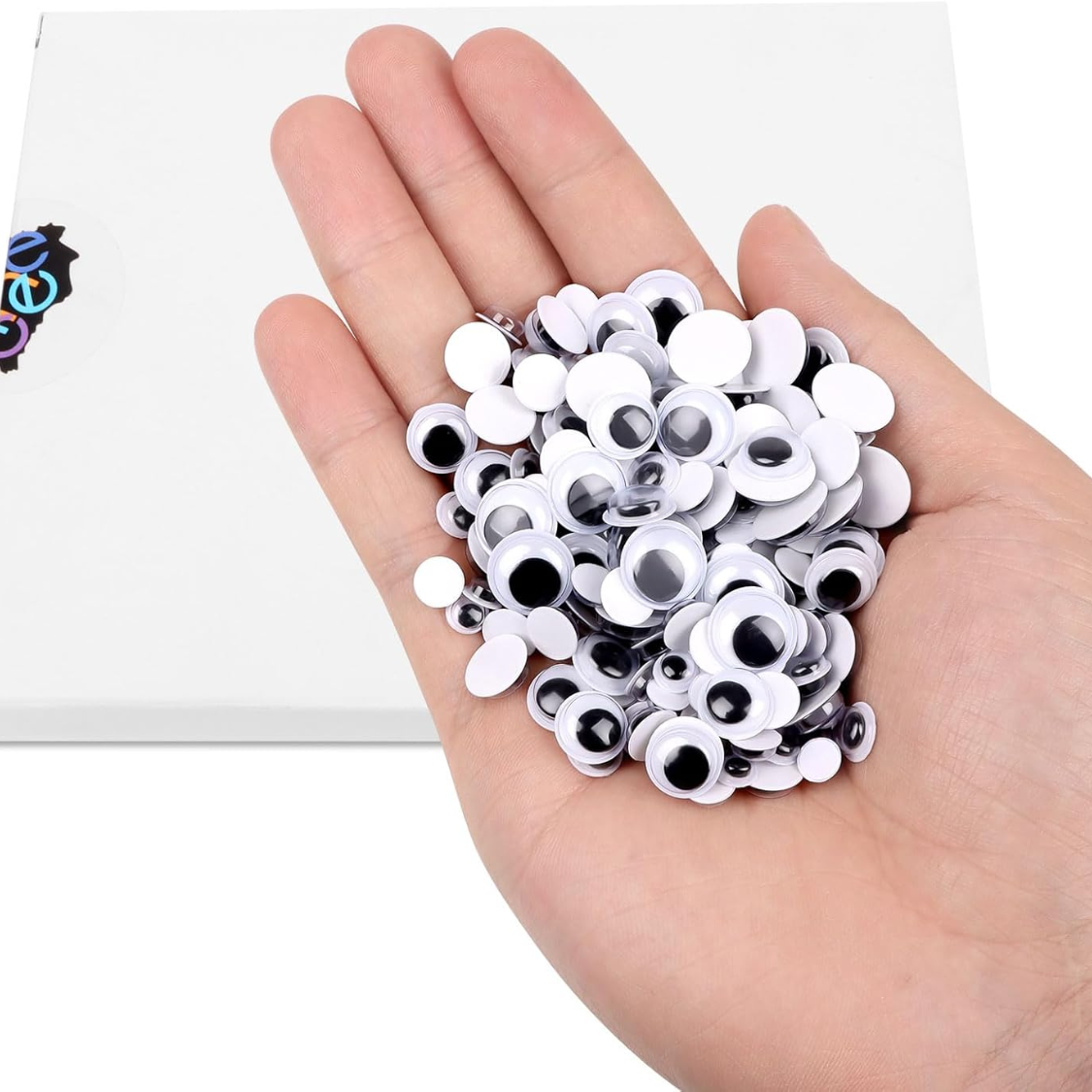 DECORA 500 pièces 6mm 12mm noir Perruques yeux googles avec auto-adhésif pour artisanat Decorati
