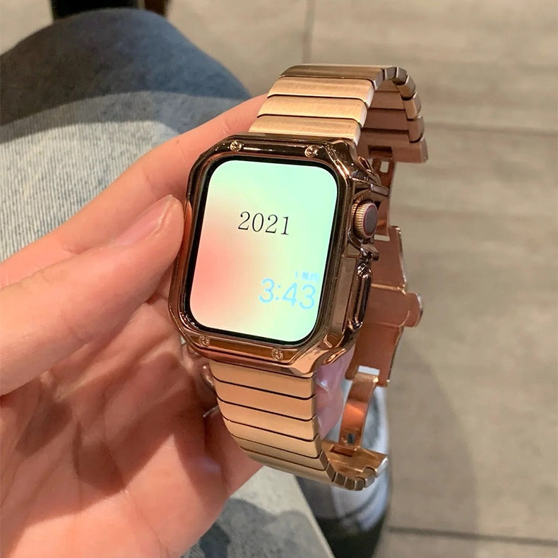 Bracelet de montre en métal acier inoxydable avec papillon