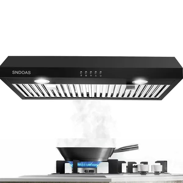 Hotte de cuisine sous cabinet de 30 pouces 3-Speed 600CFM Évent W/EDS Argent/Noir