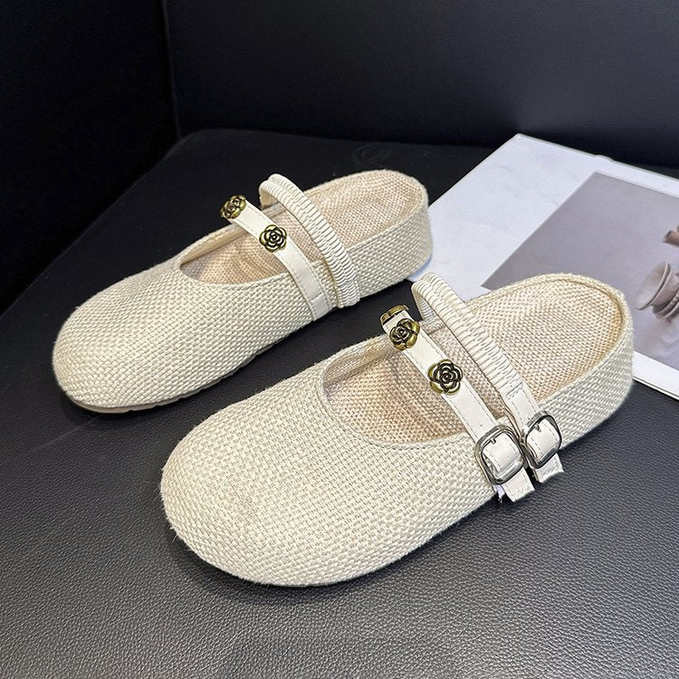 Platform Augmentation de la hauteur Woven orteil fermé Mules pour les femmes
