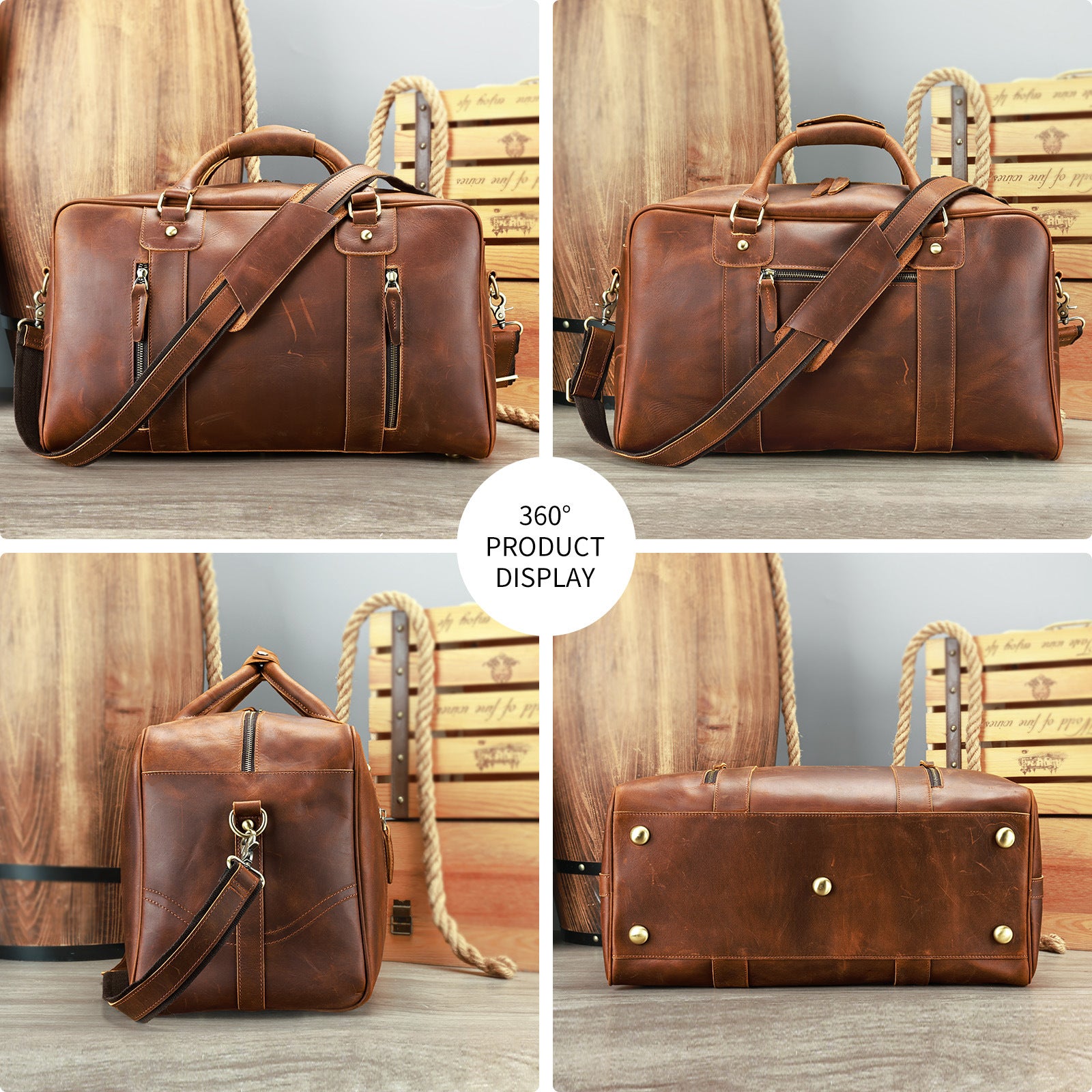 Retro Sac de voyage à courte distance Véritables hommes en cuir