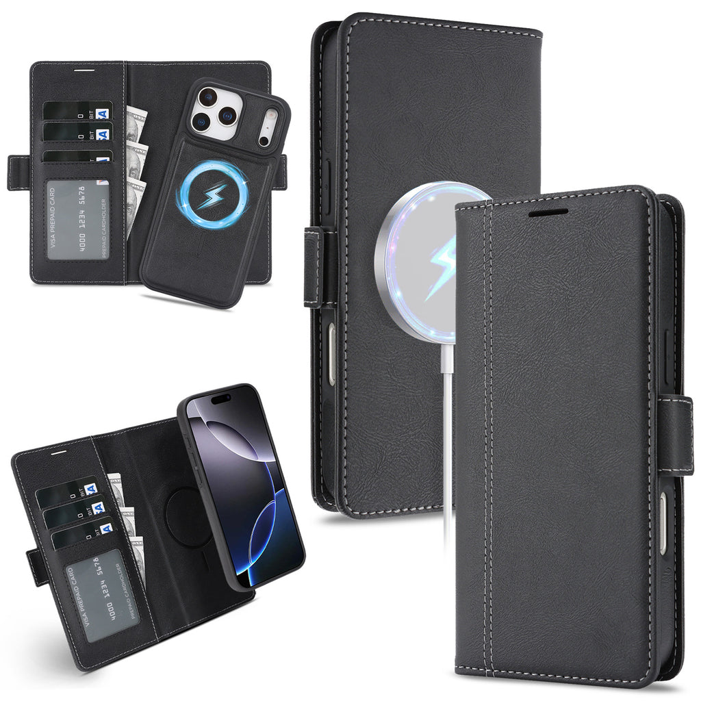 Coque de téléphone en cuir magnétique sans fil