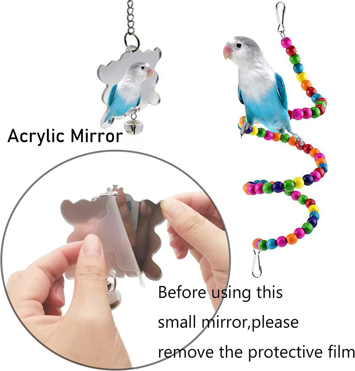 7PC Jouets pour perroquet Accessoires de cage d'oiseau