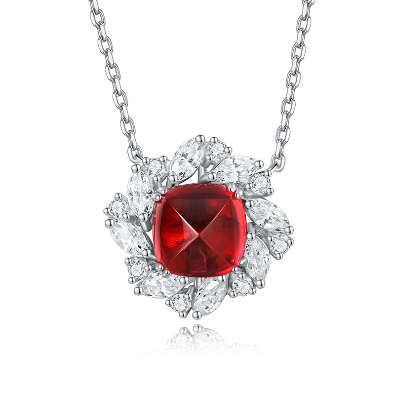 S925 Argent 5.6g Lab-Created Ruby Sapphire Collier émeraude