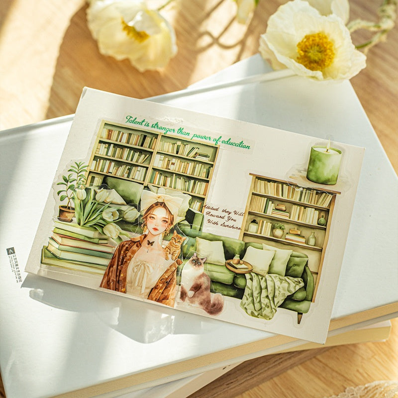 Beau livre de jour paysage PET Stickers Lecture Petit Coin Série 6 Types Choisir 20