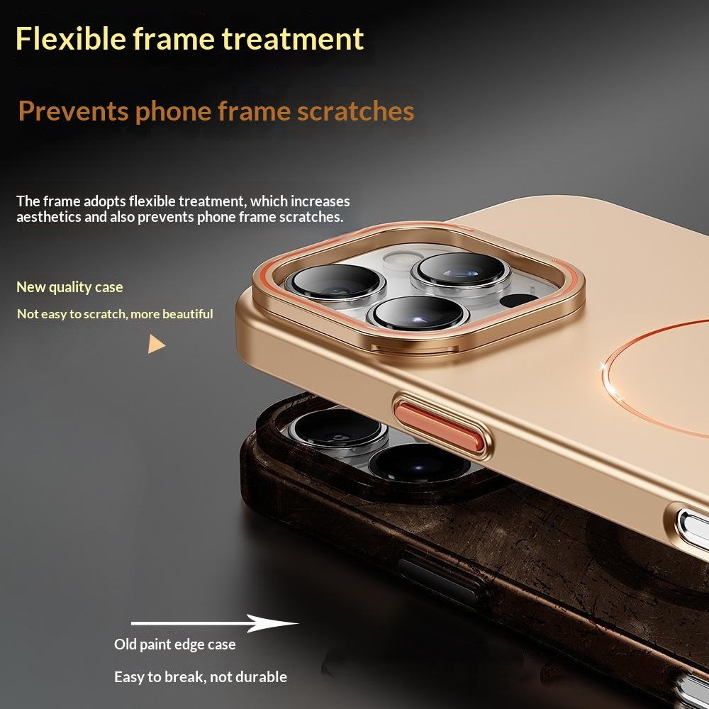 Cas de téléphone magnétique avec une bague fine dorée compatible avec le 17 Pro Max