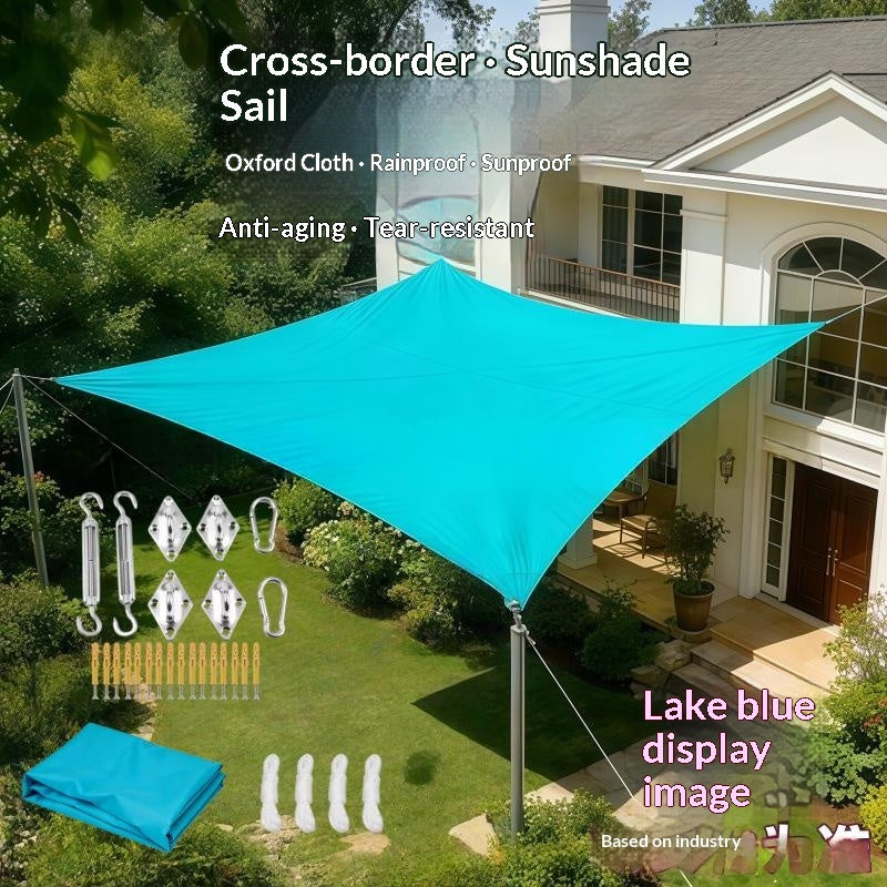 Voile d'ombre solaire à quatre corners avec accessoires pour cour extérieure et utilisation commerciale