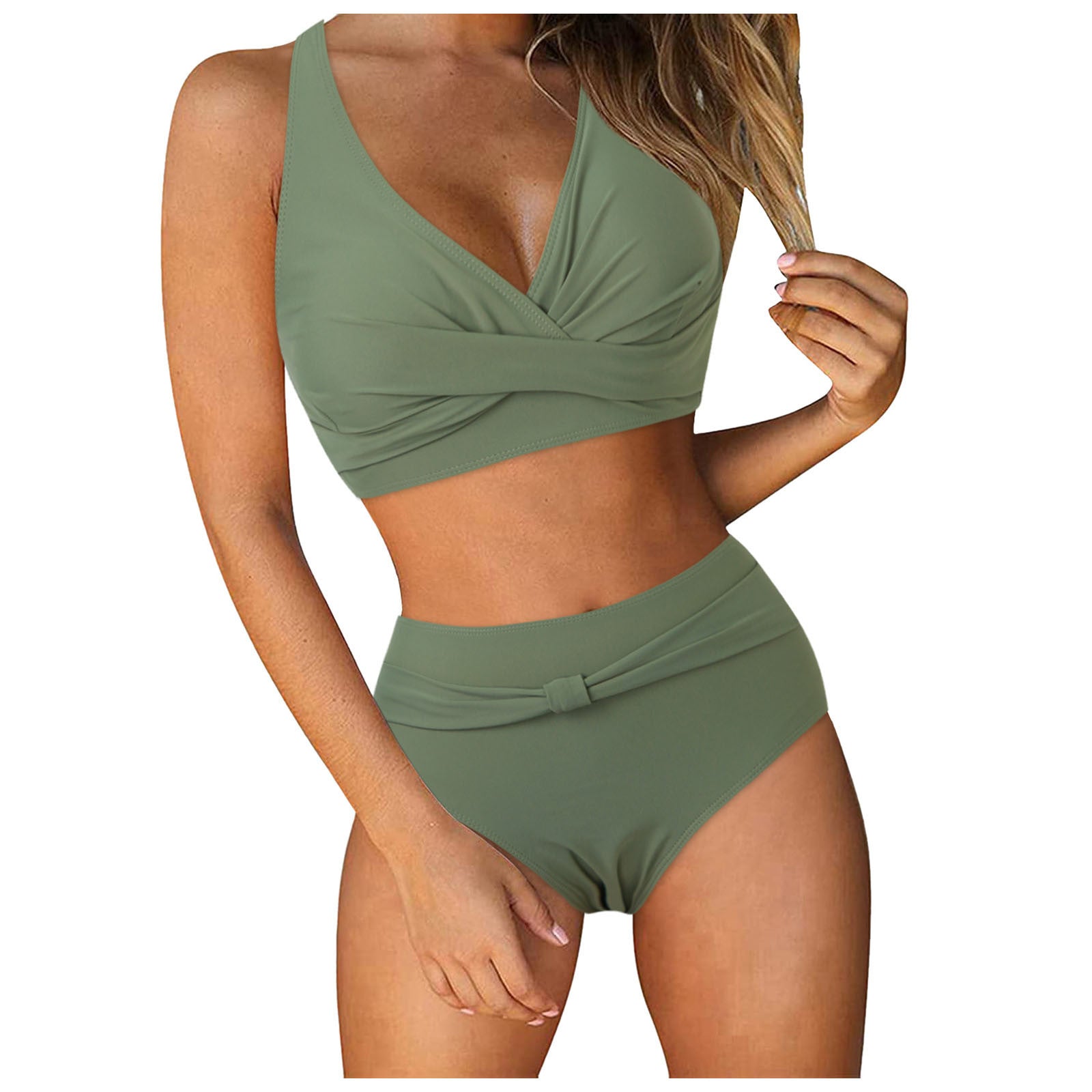 Maillot de bain deux pièces pour femmes - Bikini imprimé floral avec fond haut coupé et haut de push up