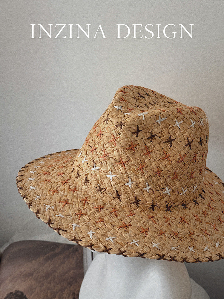 Rétro Personnalité Western Cowboy Style Chapeau de paille