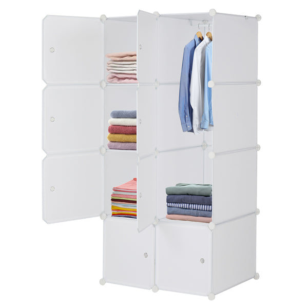 Armoire en forme de cube à 8 compartiments de 4 couches avec 1 tige suspendue