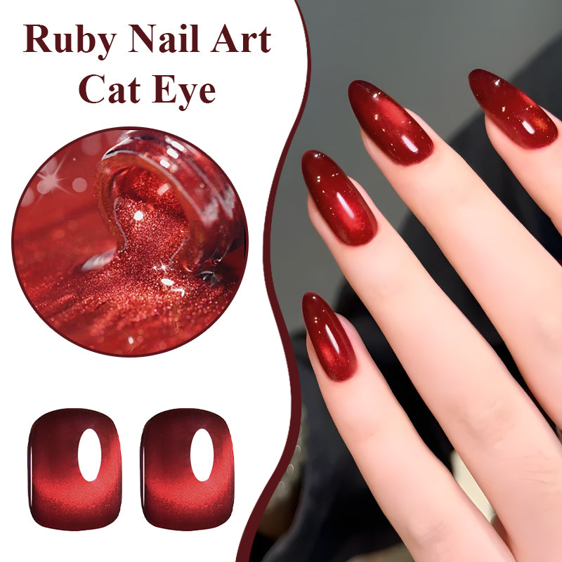 Ms Rainbow Starry Series Cerise Rouge Magnetic Cat Eye Gel Polonais 10ml