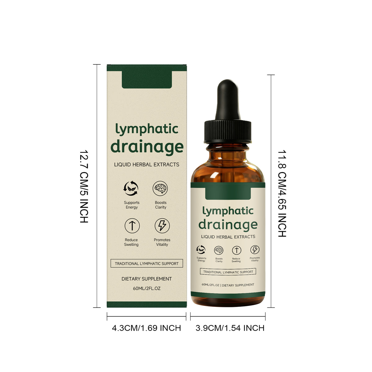 Lymphe soutien de la santé gouttes à base de plantes 60ml boîte
