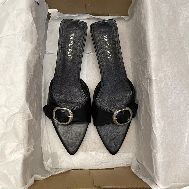 Femmes Sexy Stiletto pointu bouche de poisson une-sangle diapositives