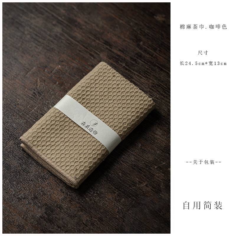 Cotton-linen Serviette absorbante d'eau Style Zen Plateau de thé et ensemble de thé Cloth