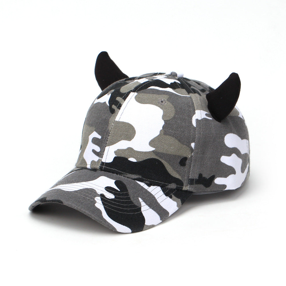 Pattern de camouflage pour hommes Trois dimensions en forme de corne Casual Street Hip-hop Style Basebal