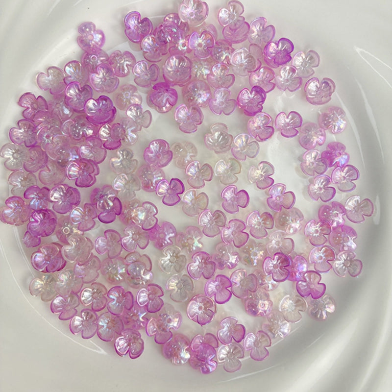Perles 3-Pétales lumineuses de fleurs acryliques