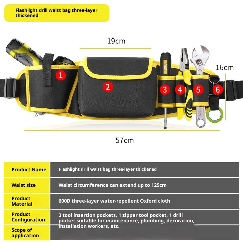 Multifonctionnel Oxford Cloth Large Belt Repair High-altitude Work Long Waist Bag