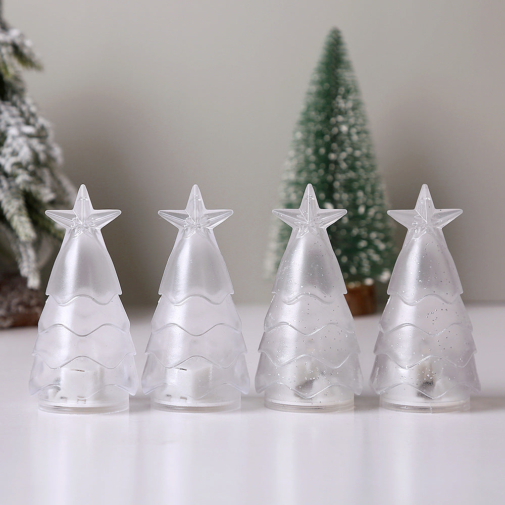 Décorations de Noël Arbre de Noël transparent cristal nuit lumière bougie numérique Atmospe