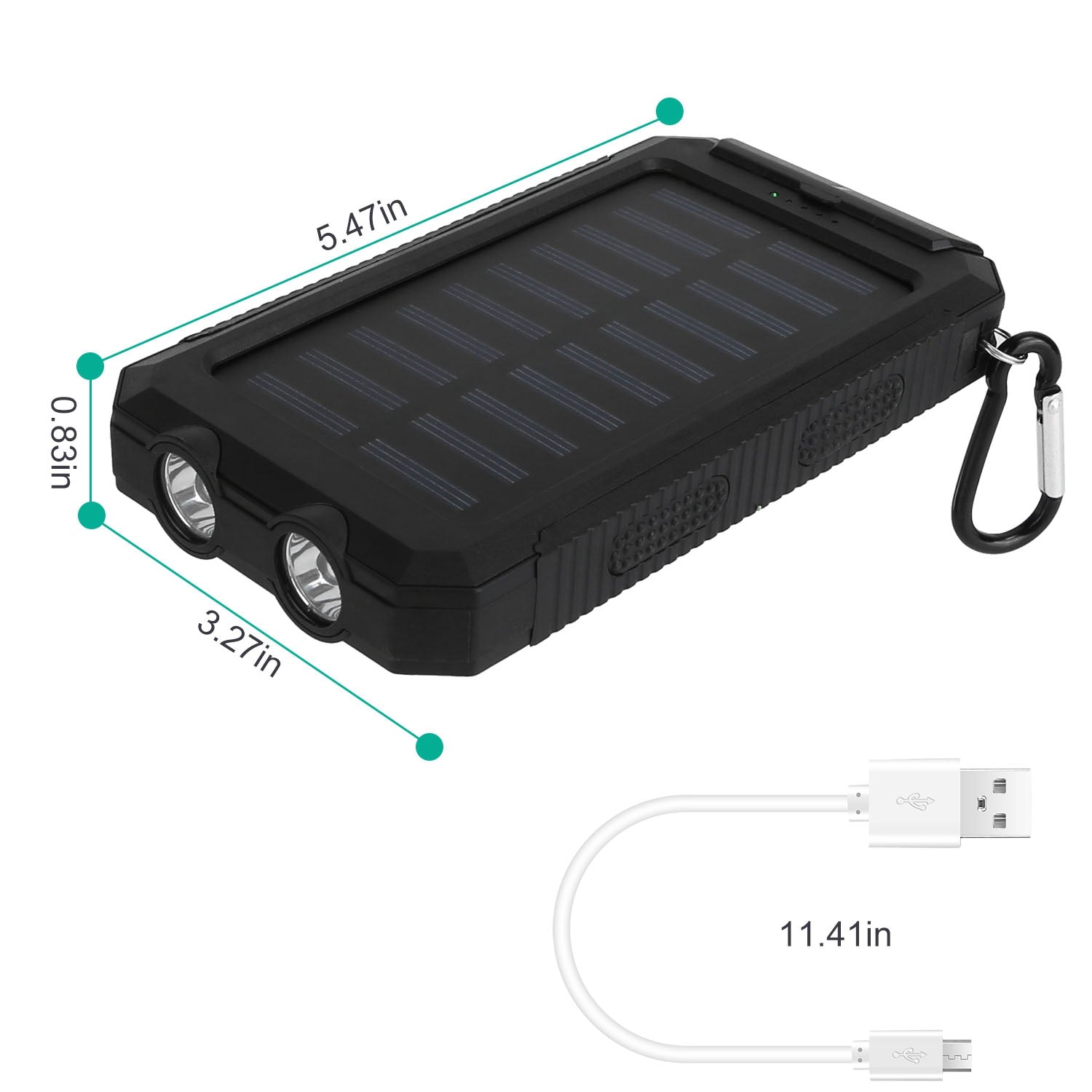 1Pc 1W MAh Solar Power Bank Pack batterie externe Double interface USB Chargeur extérieur avec