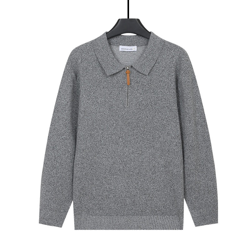 Pull à mailles Lapel avec une demi-zip Et des manches longues pour les hommes