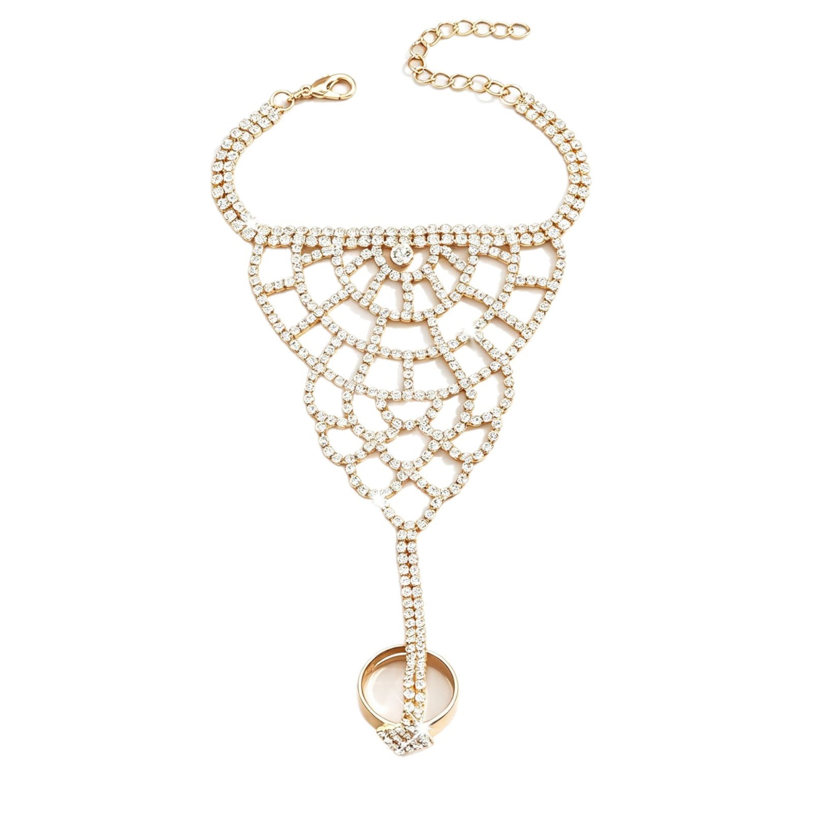Femme Eventail Hollow CZ Slave Chaîne à main bracelet