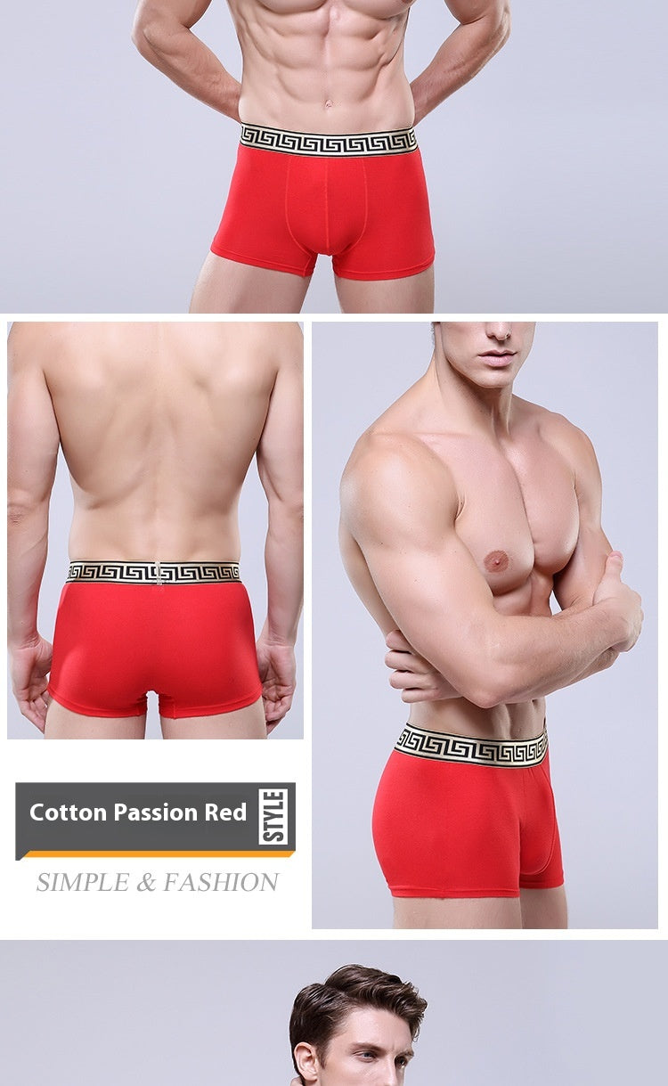 Slips de boxer en coton pour homme Casual Solid Color Four Corners