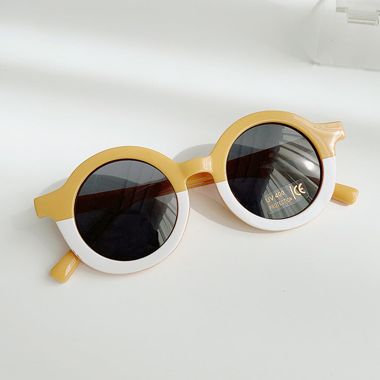 Lunettes de soleil pour enfants Cadre rond Protection solaire et mode d'ombre solaire Tous appariements