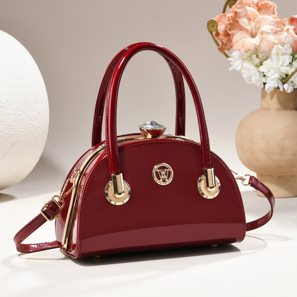 Sac à main en or pour femmes Sac shell en cuir brillant léger
