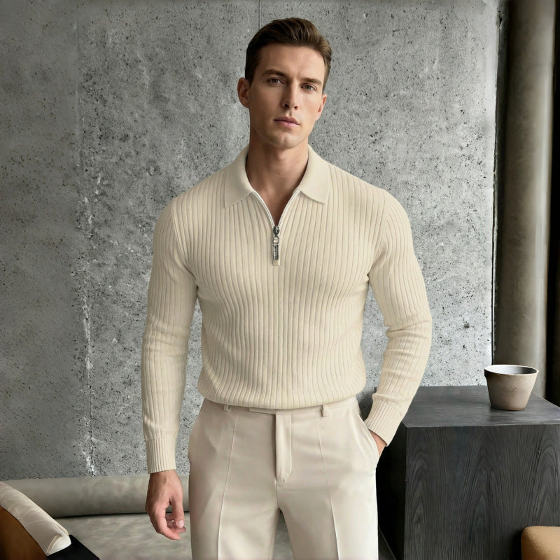 Pull à demi-zip tricoté mode homme