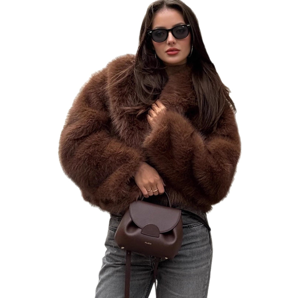 Femmes Faux fourrure épaissée Automnehiver manteau et chaud
