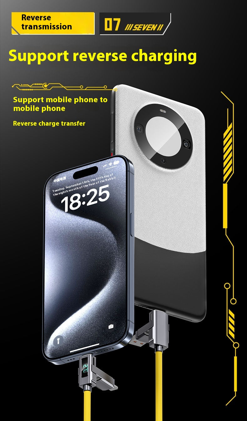 Super Fast Charge Portable PD27W100W Silicone LED affichage numérique à deux brins deux câble de données