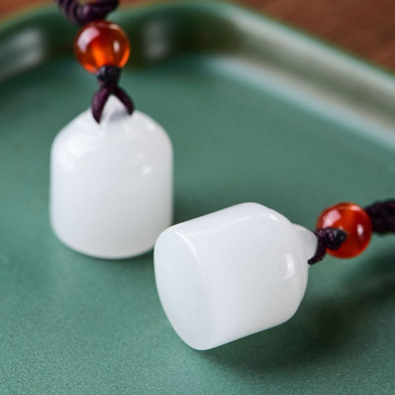 Hetian Jade Or Soie Jade Petit Sceau Jade Pendentif Chinois Style Petit Collier de Poids Uni