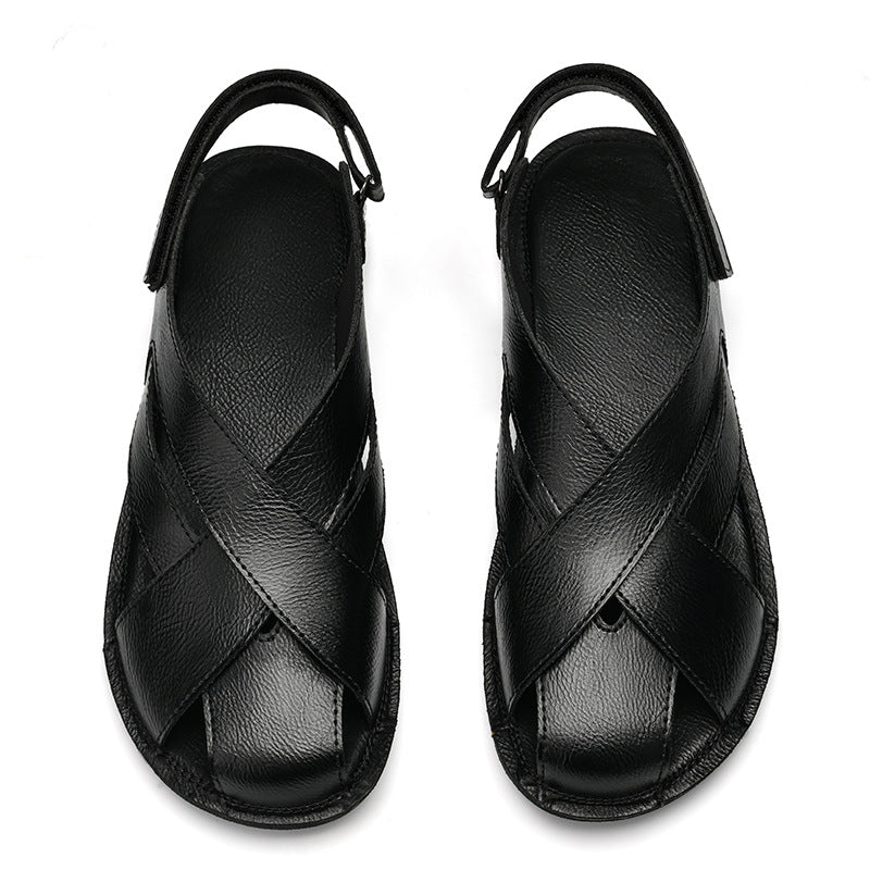 Été Style véritable cuir Casual Beach Sandales non glissantes à double usage