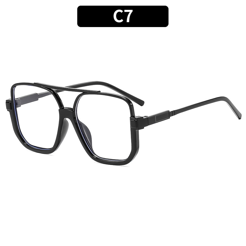 Y2K Chic Personnalité Double pont Lunettes de soleil semi-imprimées
