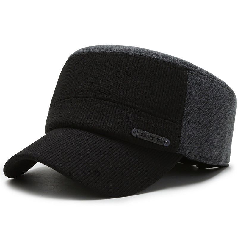 Casquette plate pour hommes pour l'automne et l'hiver chaud extérieur avec protection de l'oreille