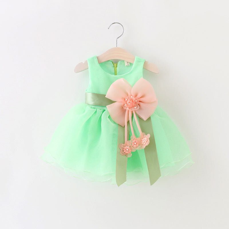 Femmes Enfants Robe Princesse Style avec motif floral et grande Bow