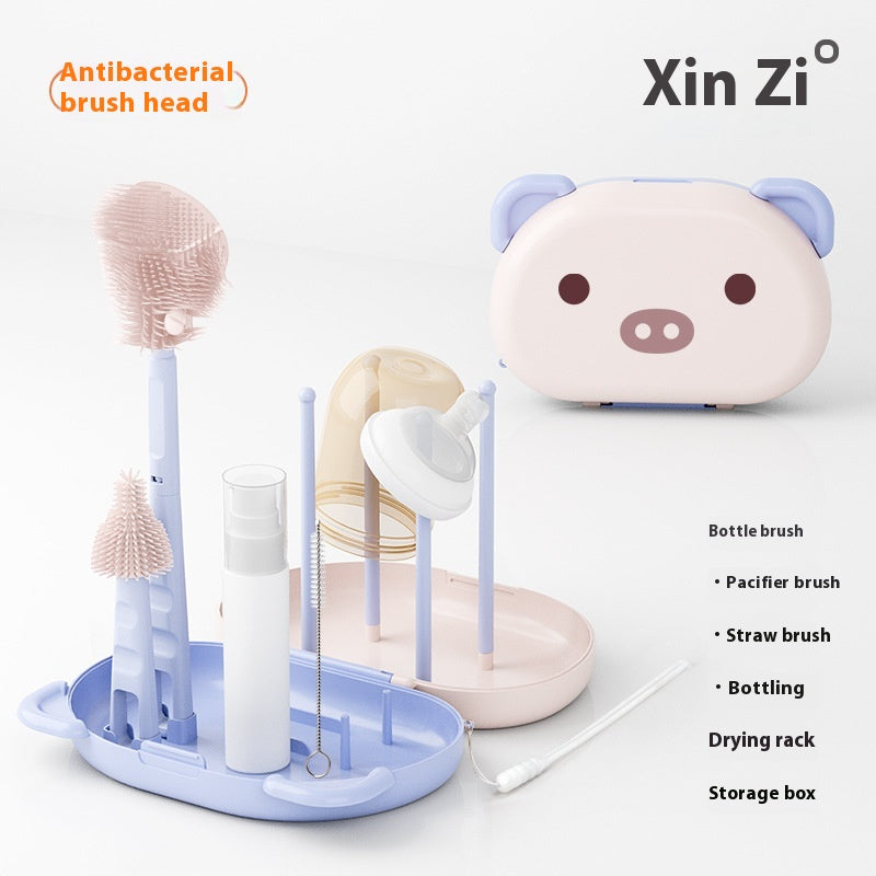 Silicone brush set Wash baby storage box