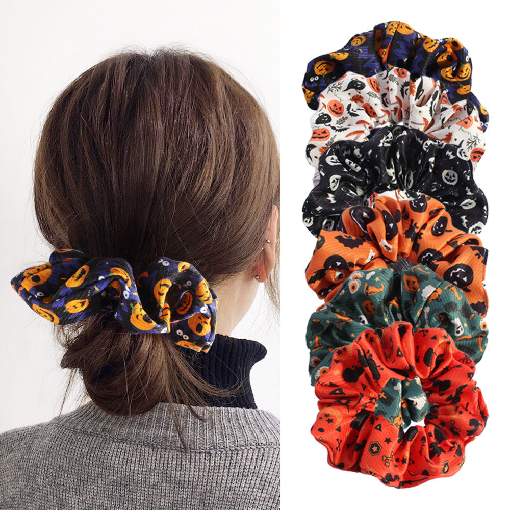 Tissu Skull-pattern Attache de cheveux Festive Femmes Accessoire de cheveux polyvalent et facile à assortir