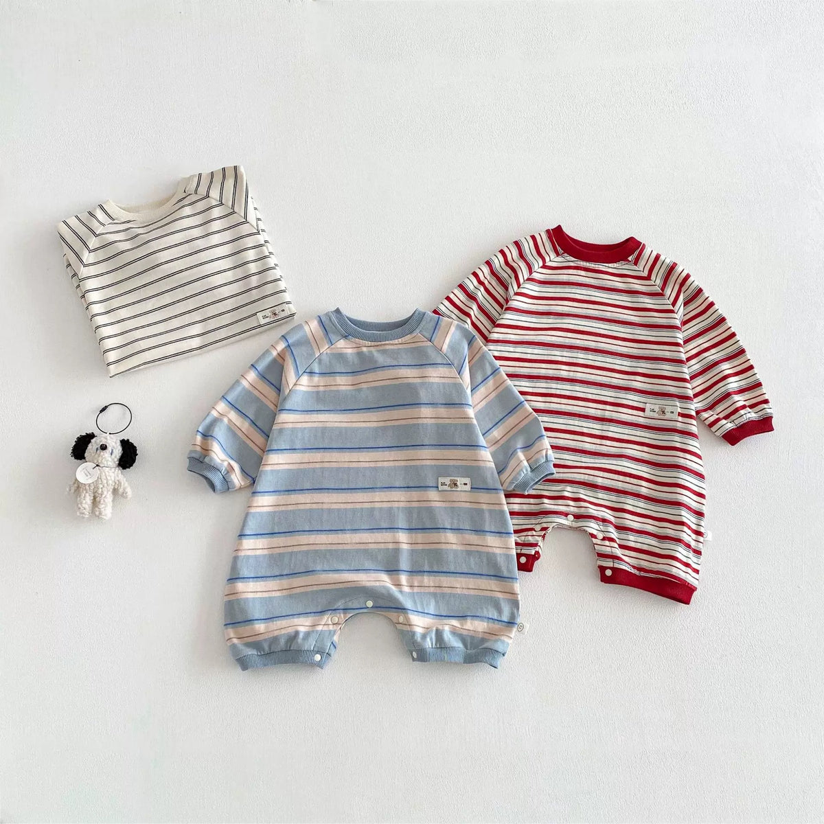 T-shirt rayé Adapté à une seule pièce Combinaison longue manches polyvalente pour bébés