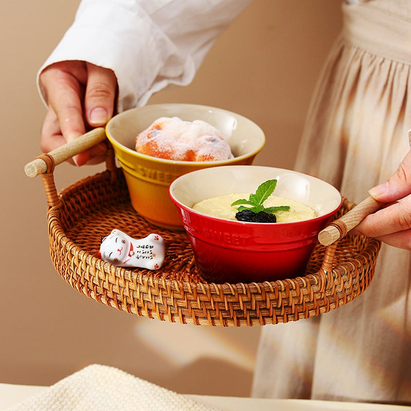Colorful Gradient Céramique 45 pouces Bamboo Hat Rice Bowl Creative Home