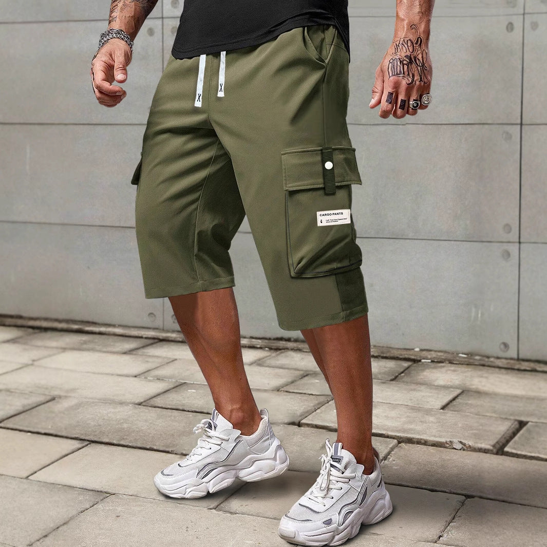 Taille de l'Europe Thin Straight Cropped Pantalons homme Cargo Short d'été Ove de sport des garçons